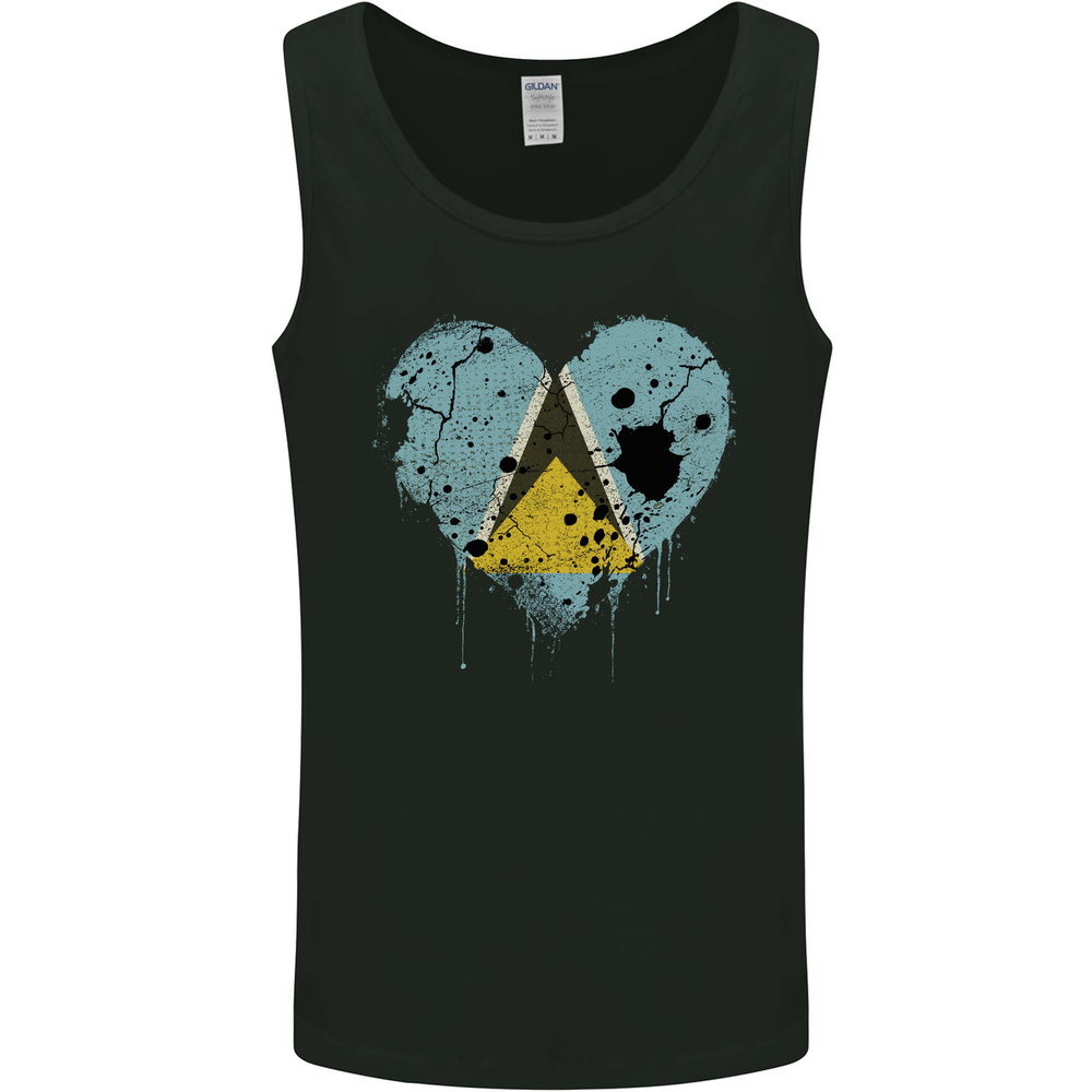 Love Saint Lucia Flag Lucian Day Football Mens Vest Tank Top