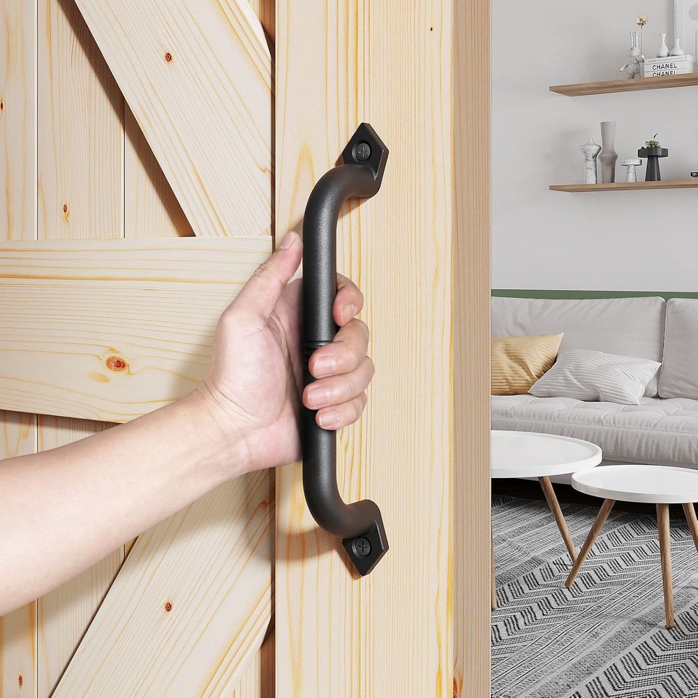 Rustic Black Cast Iron Barn Door Pull Handle by Easelife - Easy 10 Install