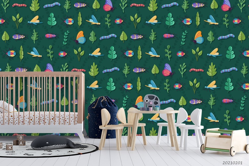 3D Leaf Insect Watercolor Pattern Wall Murals Wallpaper Murals Wall Sticker