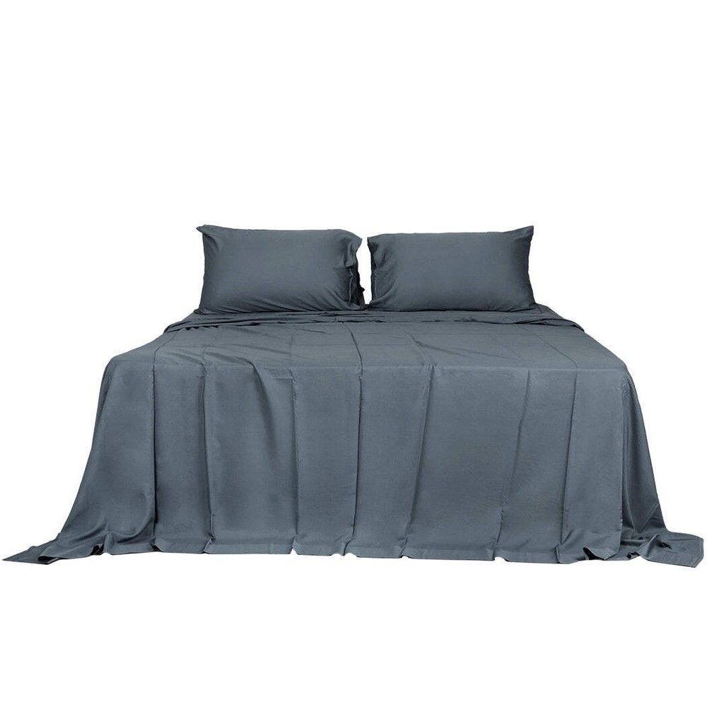 NNEIDS Dreamz 4pcs Double Size 100% Bamboo Bed Sheet Set Charcoal