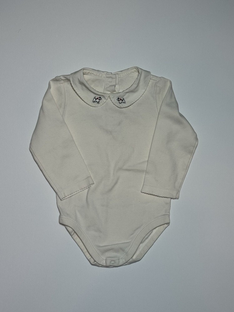 Janie and Jack Baby Girls Bodysuit 12-18 Months Peter Pan Collar w Scottie Dogs