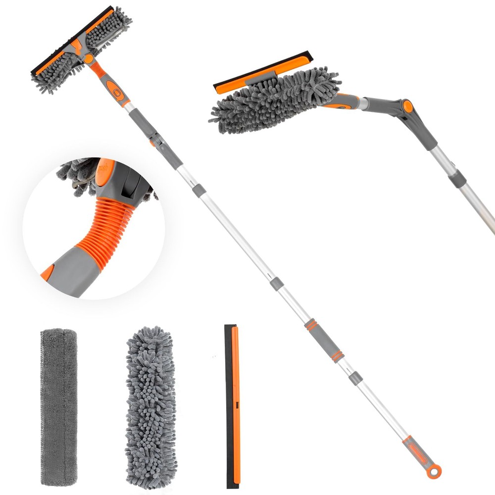 Window Cleaner, 2 in 1 Window Squeegee, Rotatable & Bendable Head Window Clea...