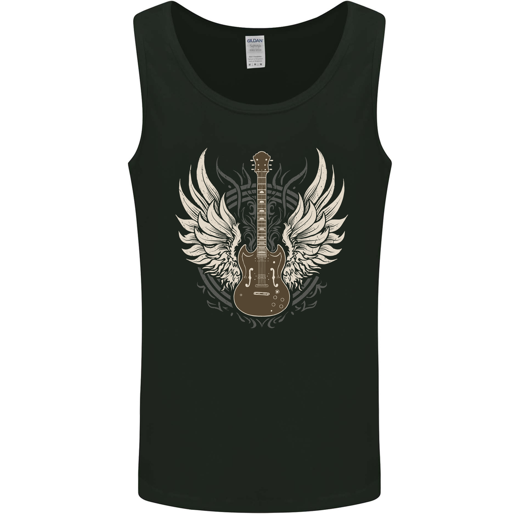 Electric Guitar Wings Rock n Roll Music Punk Mens Vest Tank Top