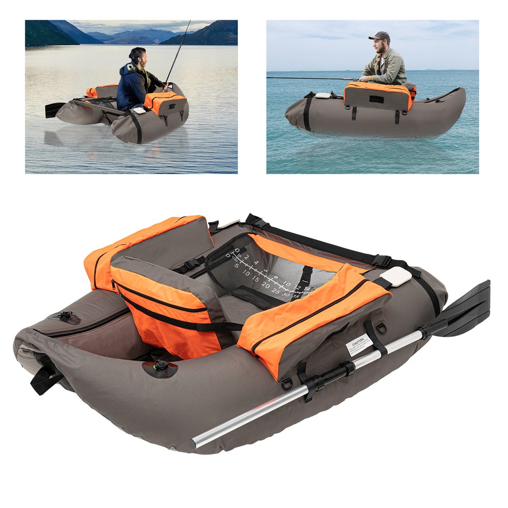 Portable Inflatable Fishing Boat with Storage Pocket Holds 286.6lbs