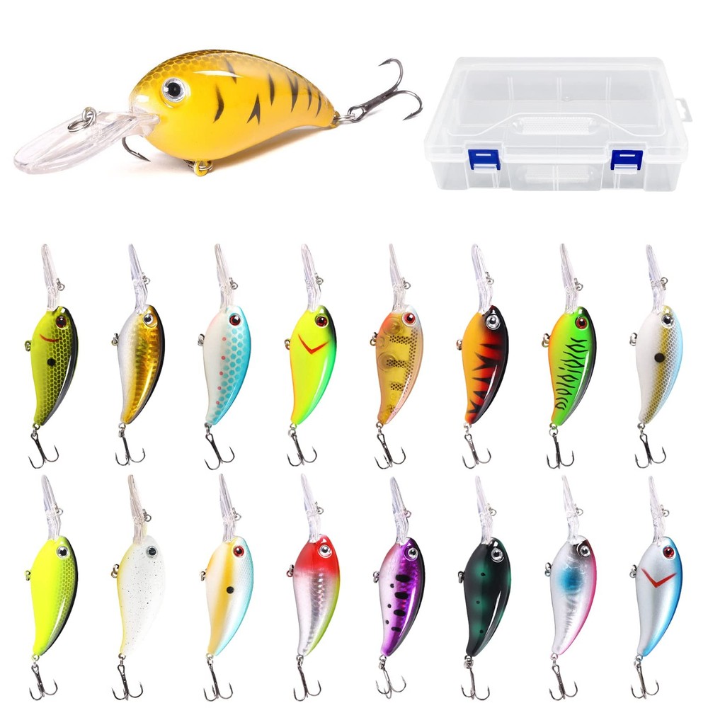 17-Piece Bass Fishing Crankbait Kit with Storage Box, 3.94