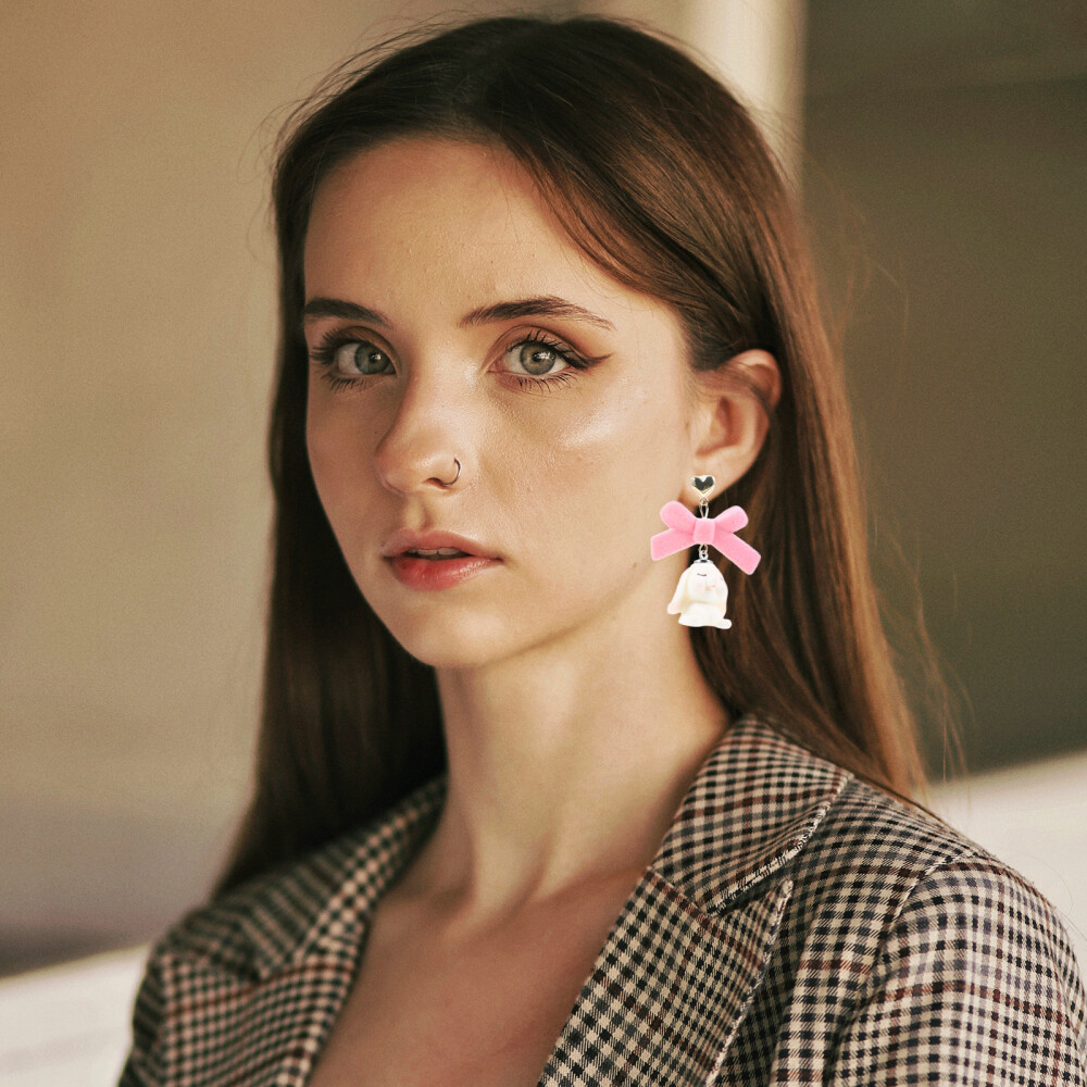 Stylish Flocking Bunny Pendant Earrings for Holiday Charm