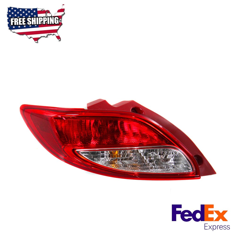 Clear & Red Lens Driver Side Halogen Tail Light Compatible with 2011-2014 Mazda 2 Models