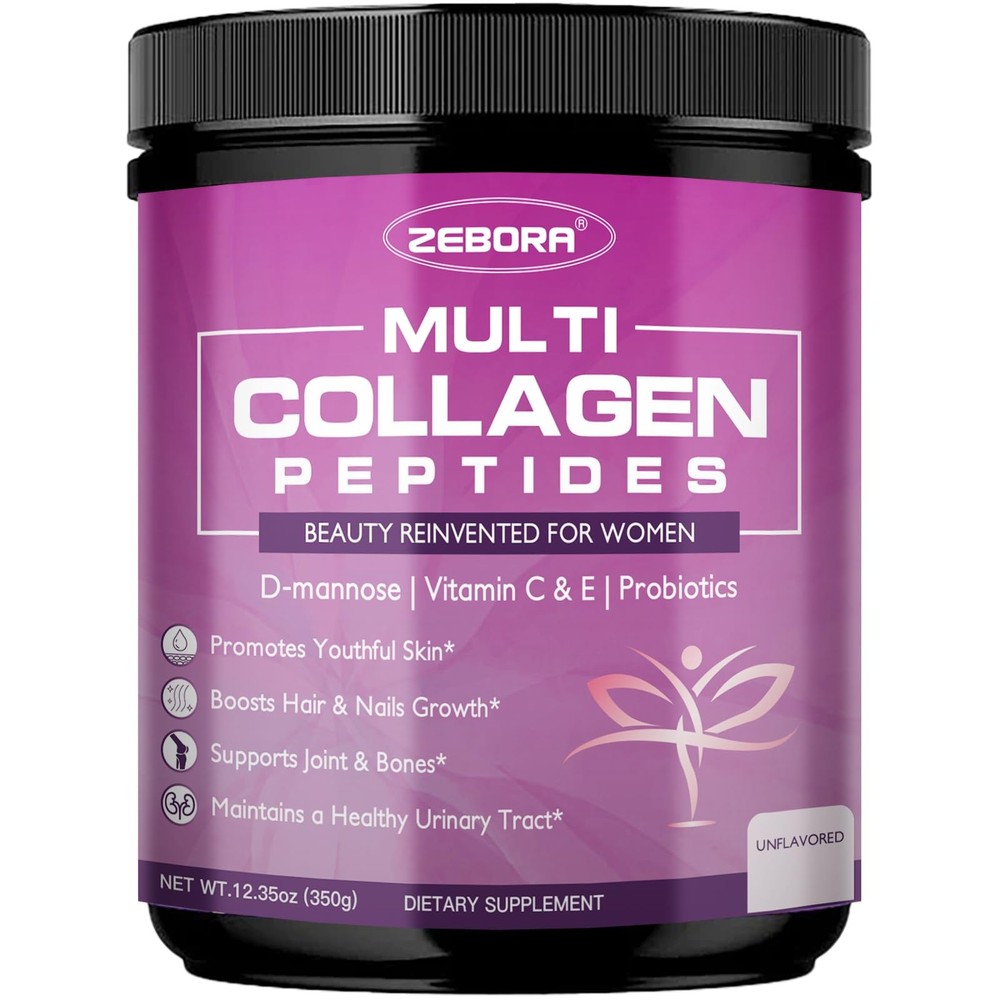 Multi Collagen Peptides Powder for Women – Hydrolyzed Collagen Support for Skin Hair Nails