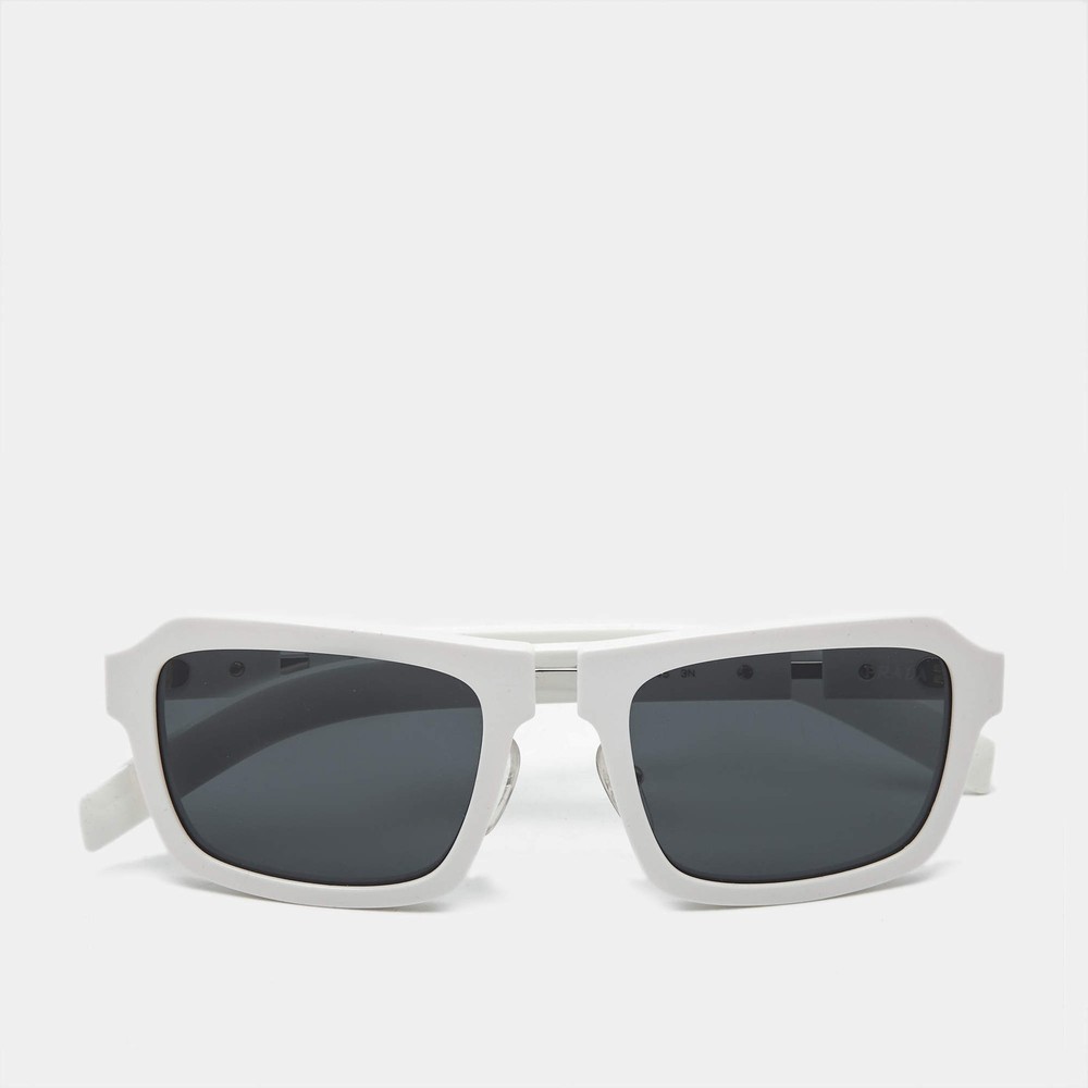 Prada WhiteBlack SPR 09X Rectangle Sunglasses