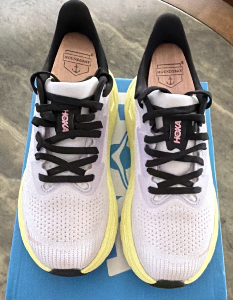 Hoka One One Arahi 7 Women's Breathable Cushioned Running Shoes White Yellow