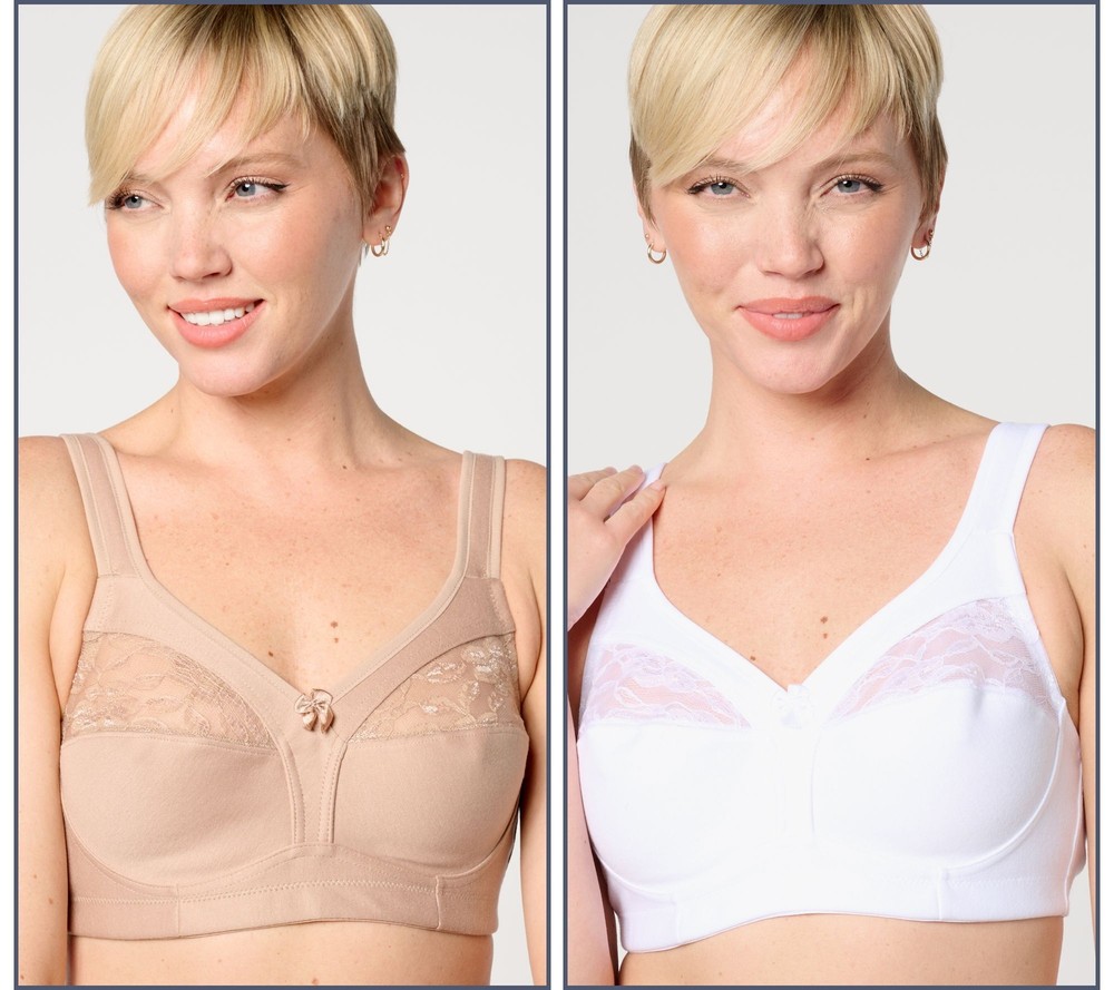 Breezies Women's Bra Sz 36DD  Soft Cup Cotton Comfort -Pack White A633203