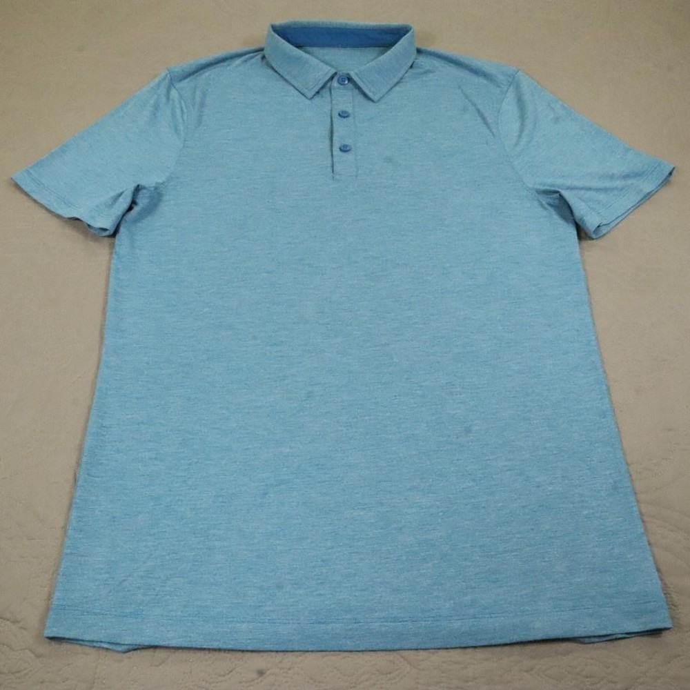 Lululemon Polo Shirt Mens Medium Blue Golf Performance Casual Stretch Athletic