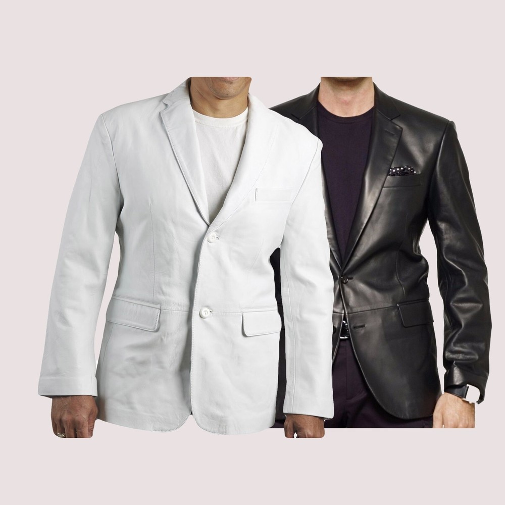 Genuine Lambskin Mens Leather Blazer Slim Fit Office Meeting Coat Blazer MB1a