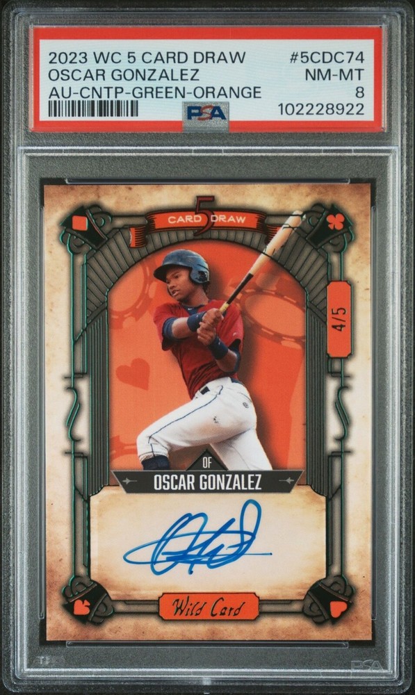 2023 Wild Card 5 Card Auto OSCAR GONZALEZ GREEN ORANGE Guardians #5CDC74 PSA /5