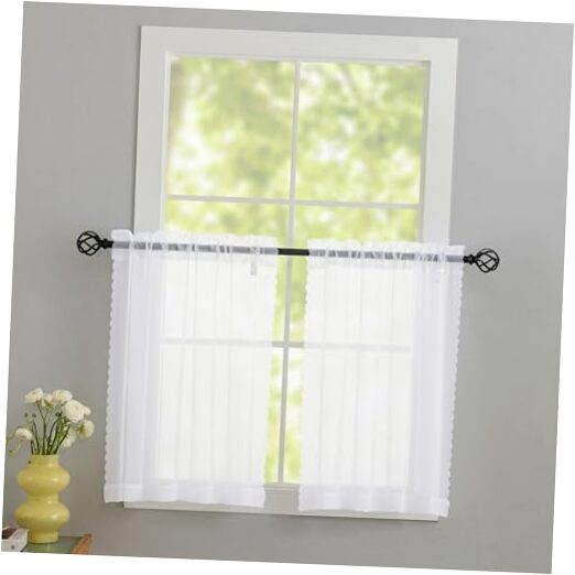 White Sheer Tier Curtains - 30 inch Length, 30