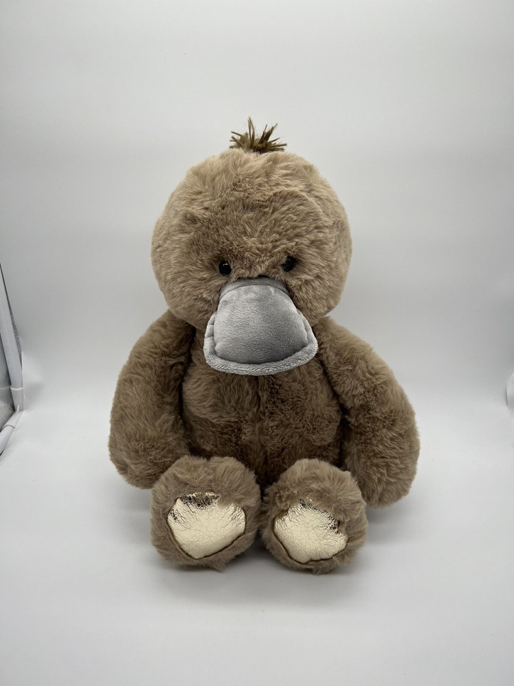 Russ PLATYPUS Brown 15” Plush Gold Feet Stuffed Toy Kellytoy Duck Billed Fluffy