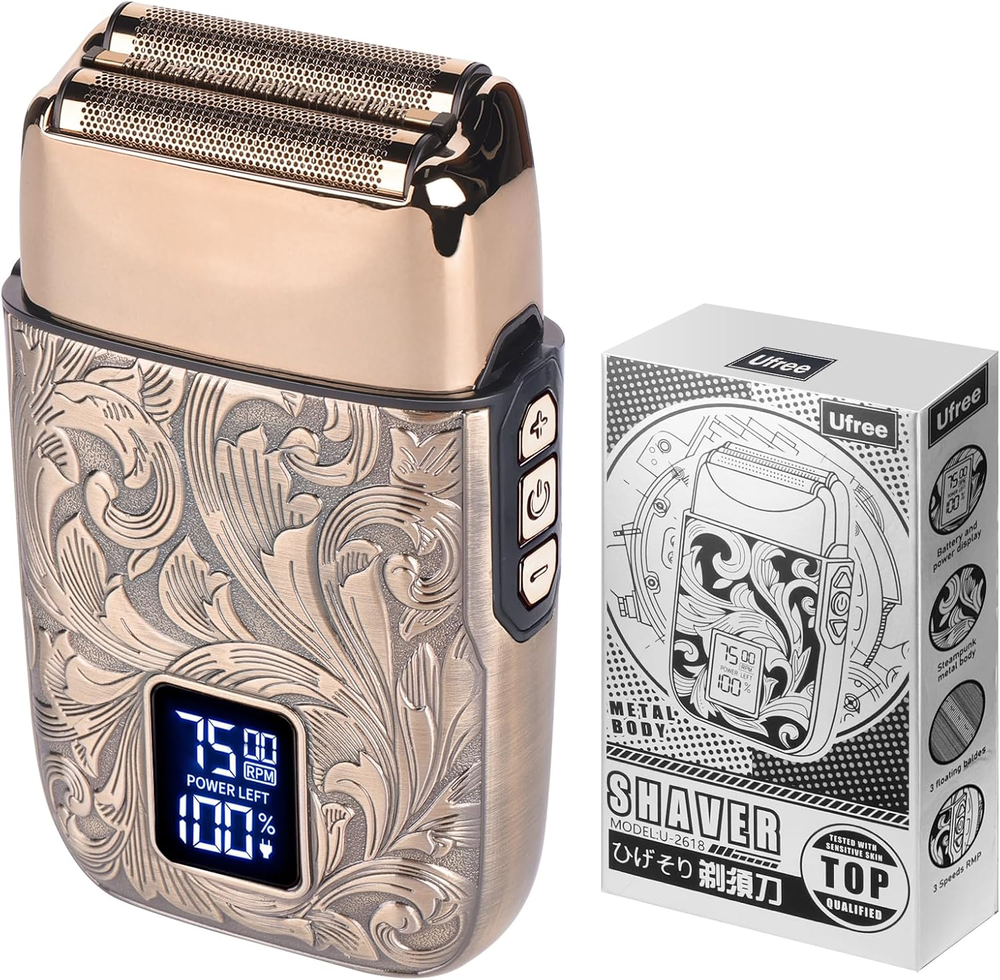 Ufree Electric Shaver for Men - Titanium Blades, 3 Speeds, Close Shaving