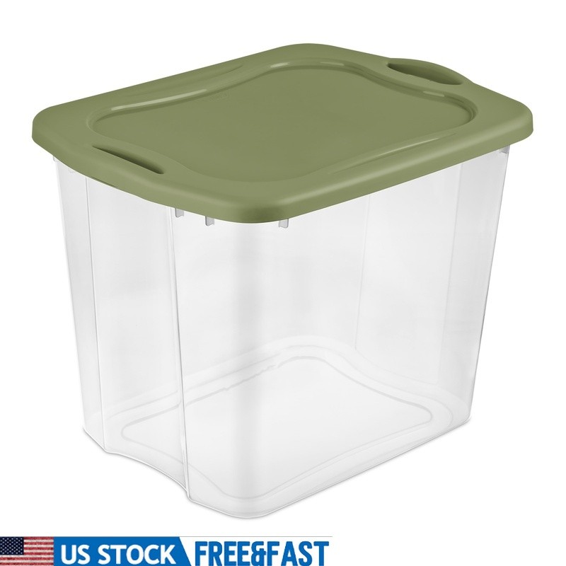 EZ Carry Clear Storage Bin W/ Snap-On Lid 95 Qt Stackable Plastic Container New