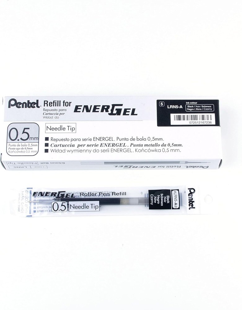 Pentel Refill Ink for EnerGel Liquid Gel Pen, (0.5mm), Fine 0.5mm, Black