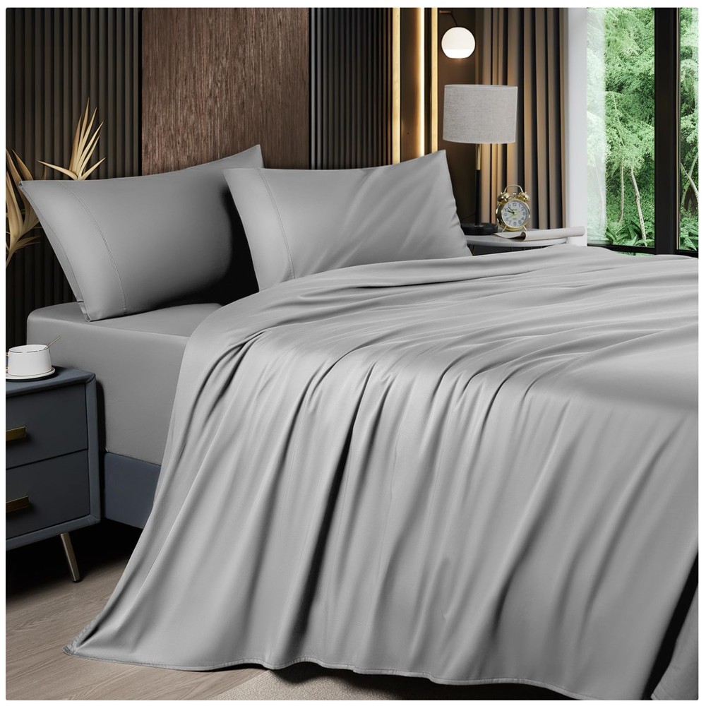 Elegant Grey King Deep Pocket Sheet Set - Soft Breathable Bedding