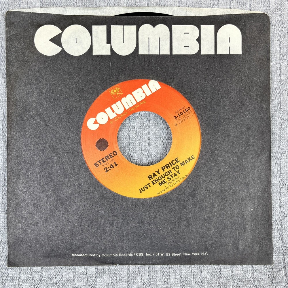 Vintage 45 RPM record Ray Price, Columbia records, country, blues rock, and roll