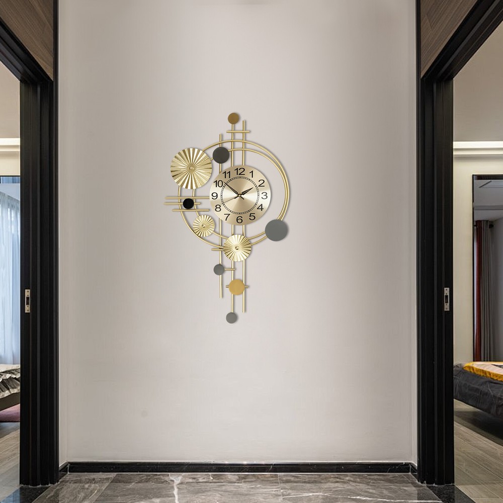 Modern Silent Wall Clock Decorative Art Indoor Hanging 45x78cm