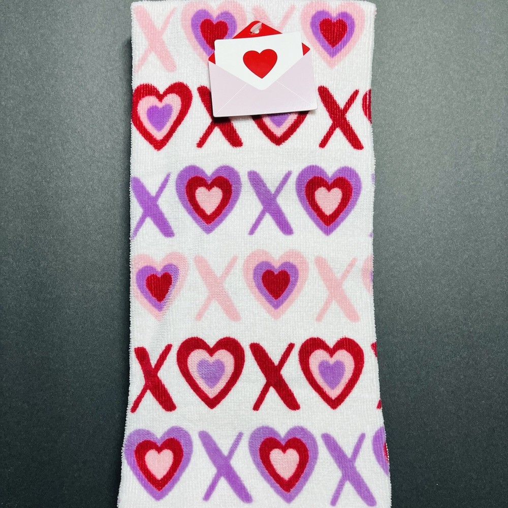 Valentine's Day 2-Pack Multicolor Heart XOXO Kitchen Hand Towels for Anniversary Gifts