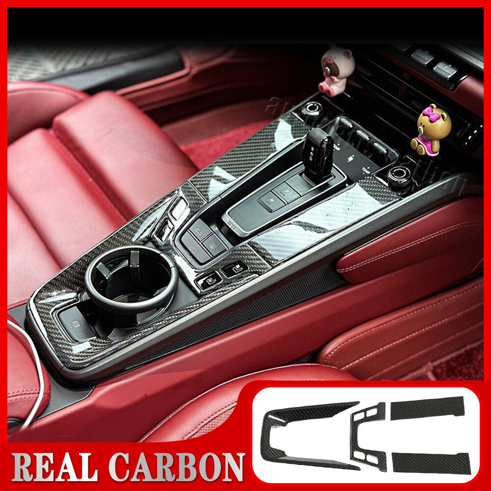 DRY Carbon Fiber Interior Center Gear Panel Cover For Porsche 911 992 2019-2023