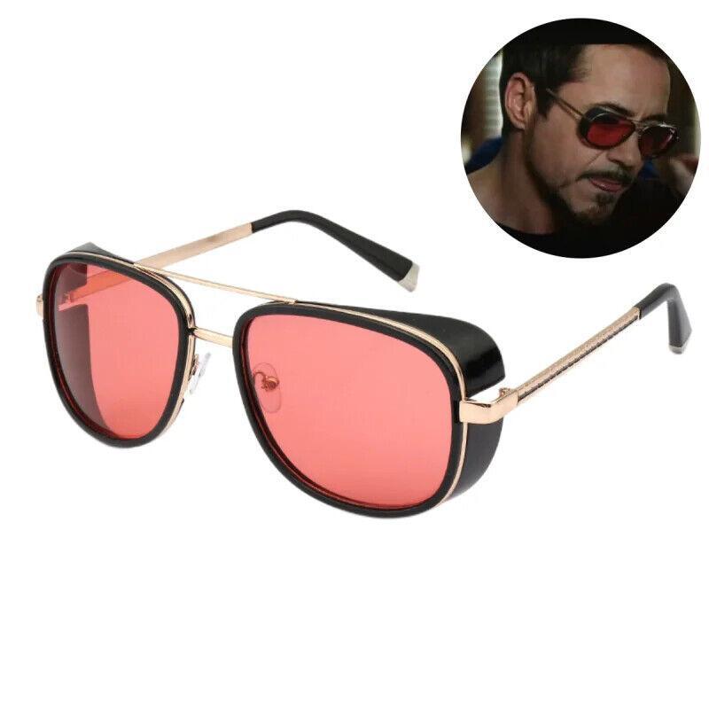 Retro Uomo Iron Man Tony Stark Vintage Occhiali Da Sole Moda Maschile