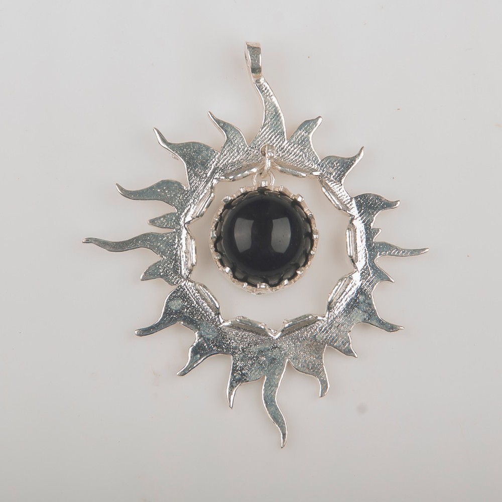 Anniversary Gift For Her Natural Black Tourmaline Pendant Fashion 925 Silver