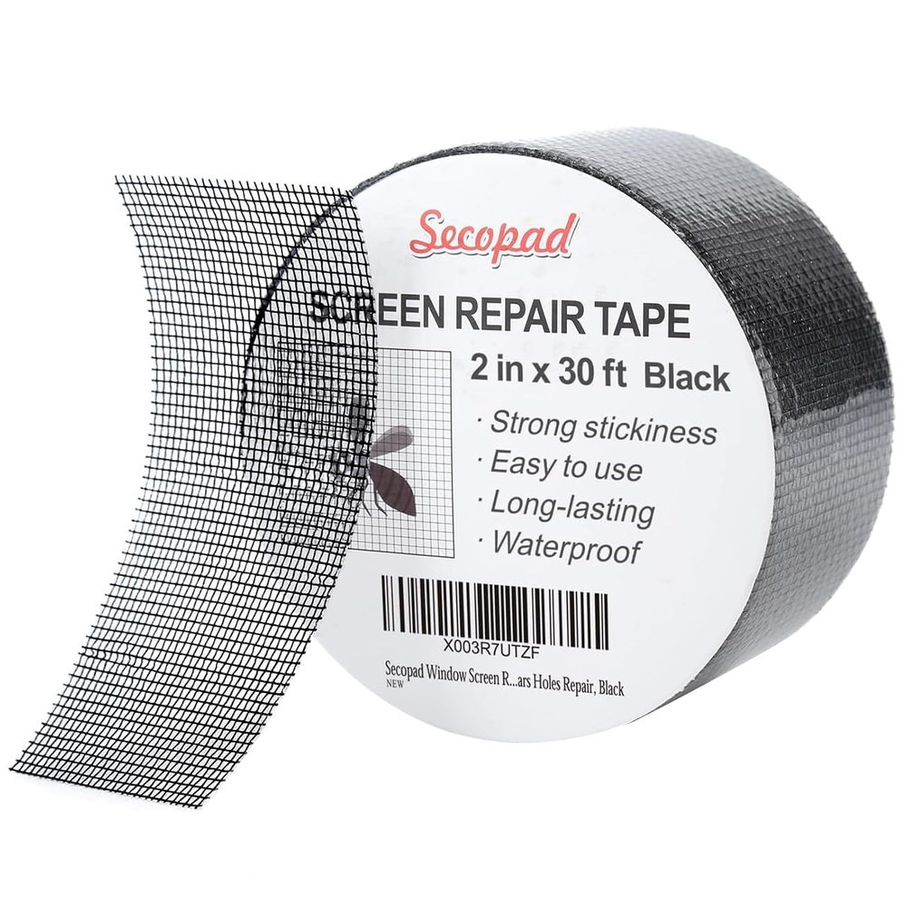 Black Window Screen Repair Tape 2in x 30ft 360in Wind Damage Fix Kit  