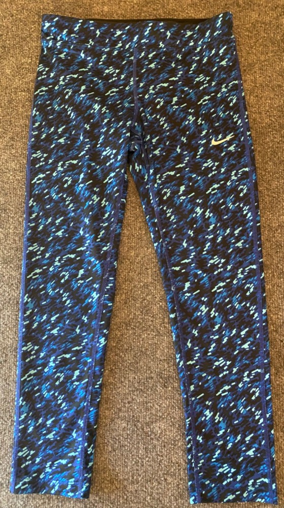 Nike Essential Tight Fit Leggings Womens XS Blue Dri-FIT Crop Length Workout Gym