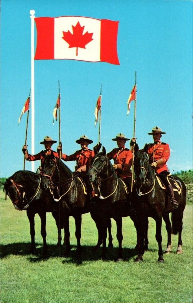Royal Canadian Mounted Police Flag Postcard Chrome P1806  