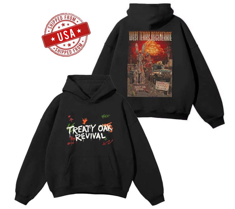 Treaty Oak Revival Hoodie, West Texas Degenerate, Graphic Country Rock Hoodie