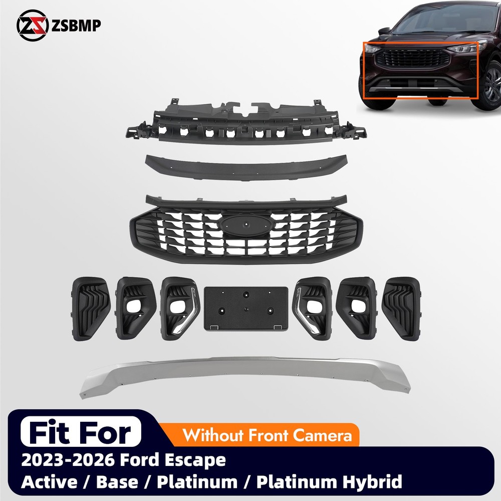 For 2023-2026 Ford Escape Front Bumper Reinforcement Grille Fog lights Cover Set