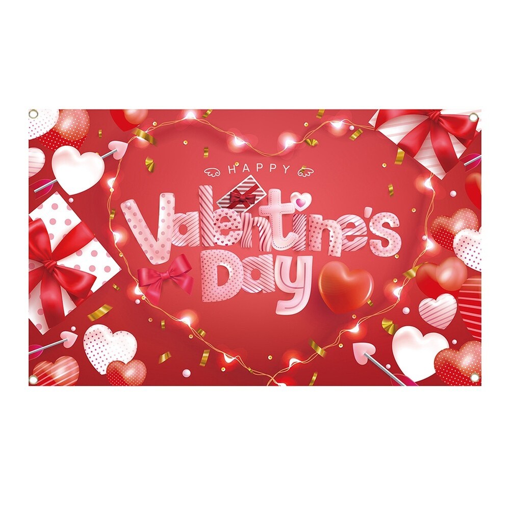 Romantic Valentine's Day Backdrop Banner Heart Love Decor Photo Booth