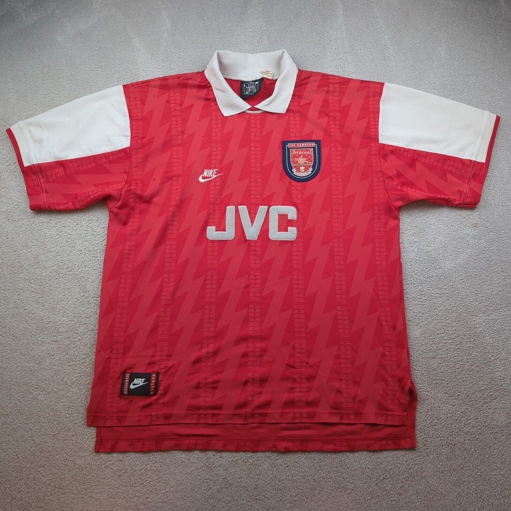 Vintage Arsenal Shirt Extra Large Red Home Kit 1994 1995 1996 Nike Jersey JVC