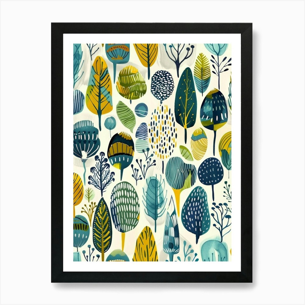 Trees On A White Background Art Pri Framed Wall Art Poster Canvas Print Picture