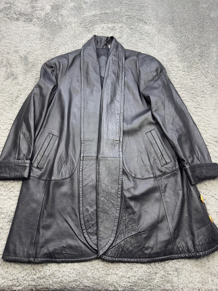 Preston & York Leather Jacket Womens Medium Lamb Skin Overcoat Old Money Vtg