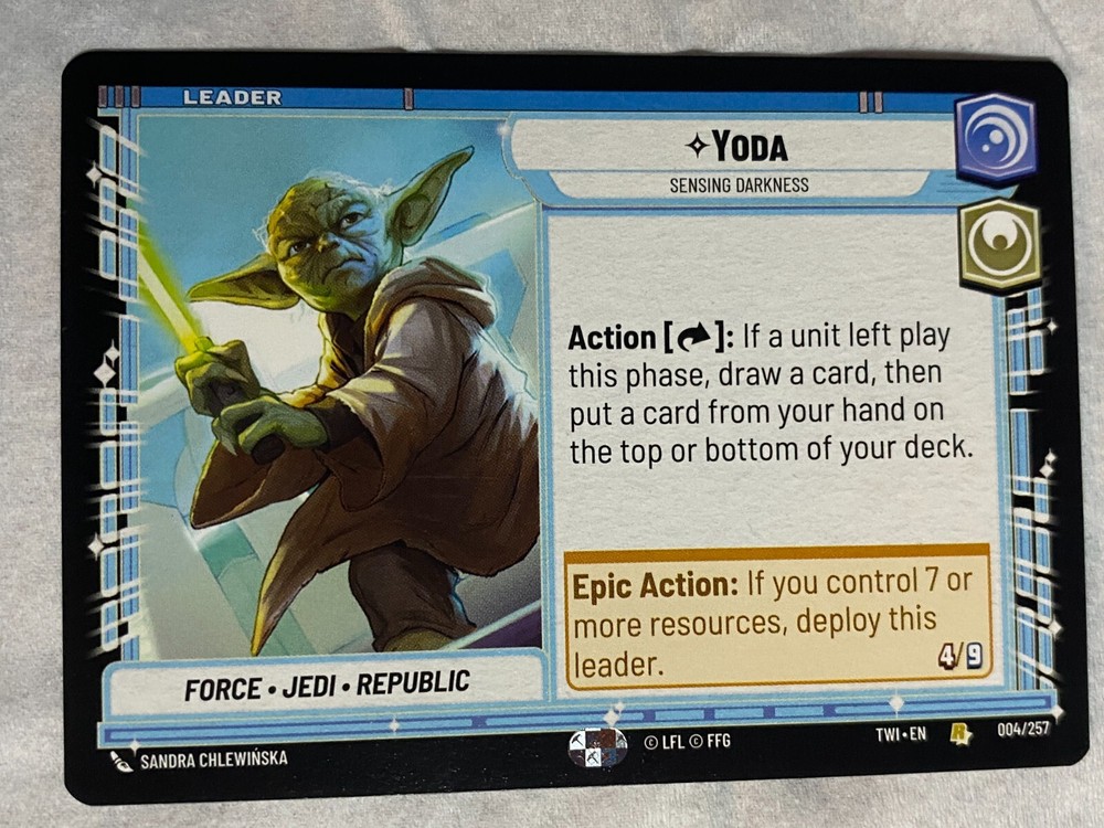 STAR WARS UNLIMITED TCG ToR YODA Rare Card NM