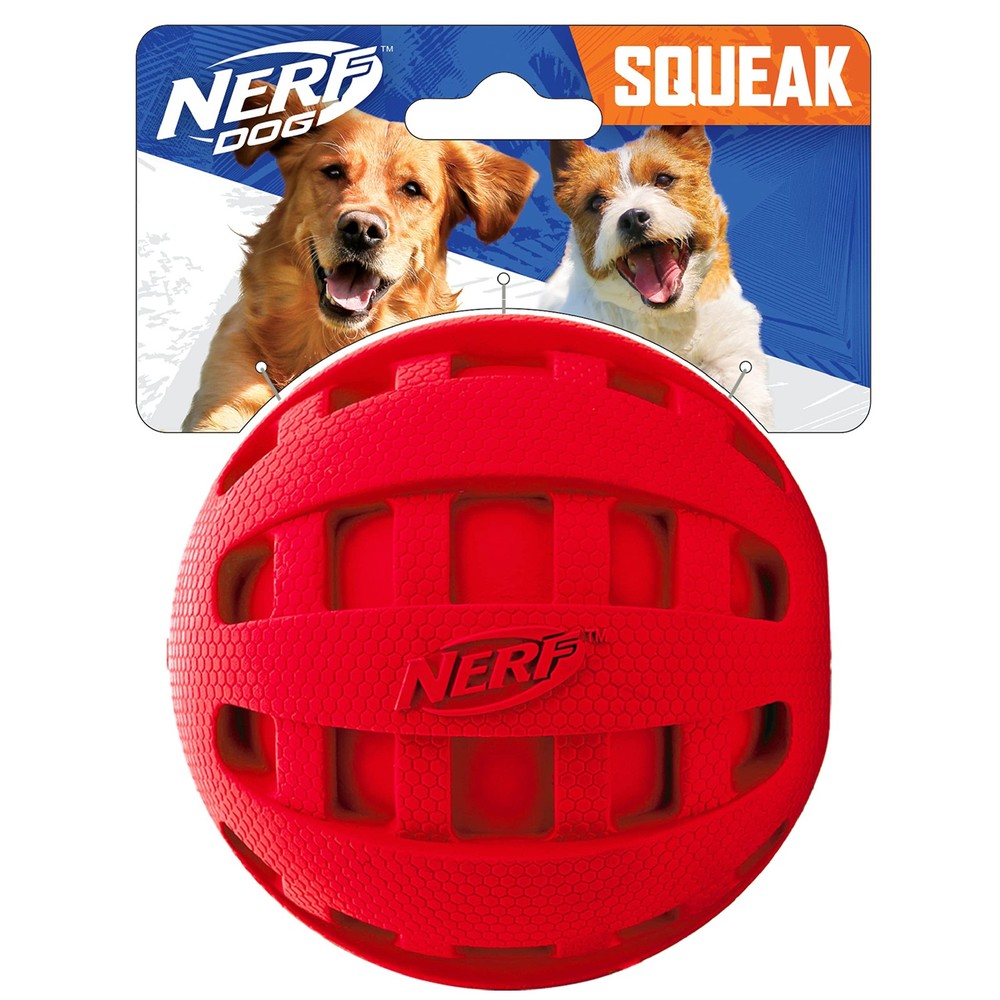 Durable Rubber Ball Dog Toy with Squeaker, Lightweight & Water-Resistant