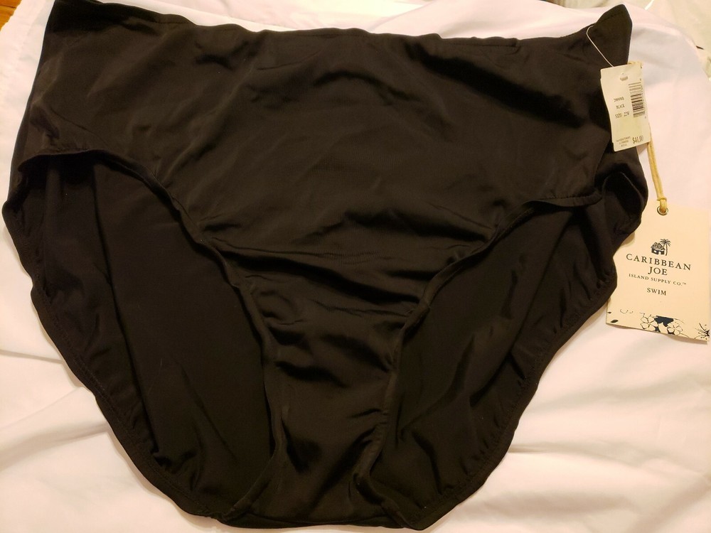 P54 NWT Macy's Caribbean Joe Solid Black Bikini Bottom CLEARANCE SALE MSRP $41-image