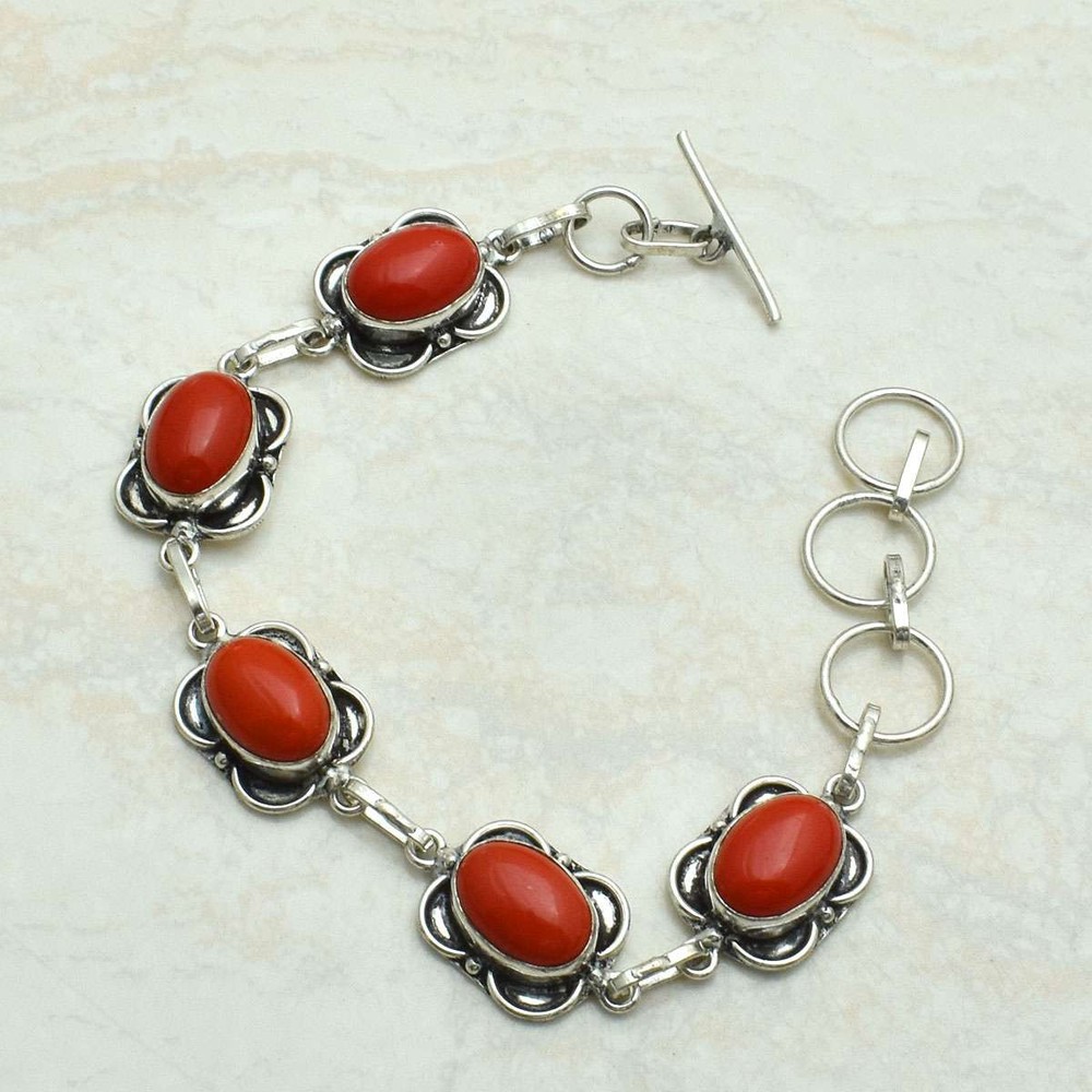 Coral Gemstone Ethnic Handmade Bracelet Jewelry 17 Gms Wedding Gift AB-68891