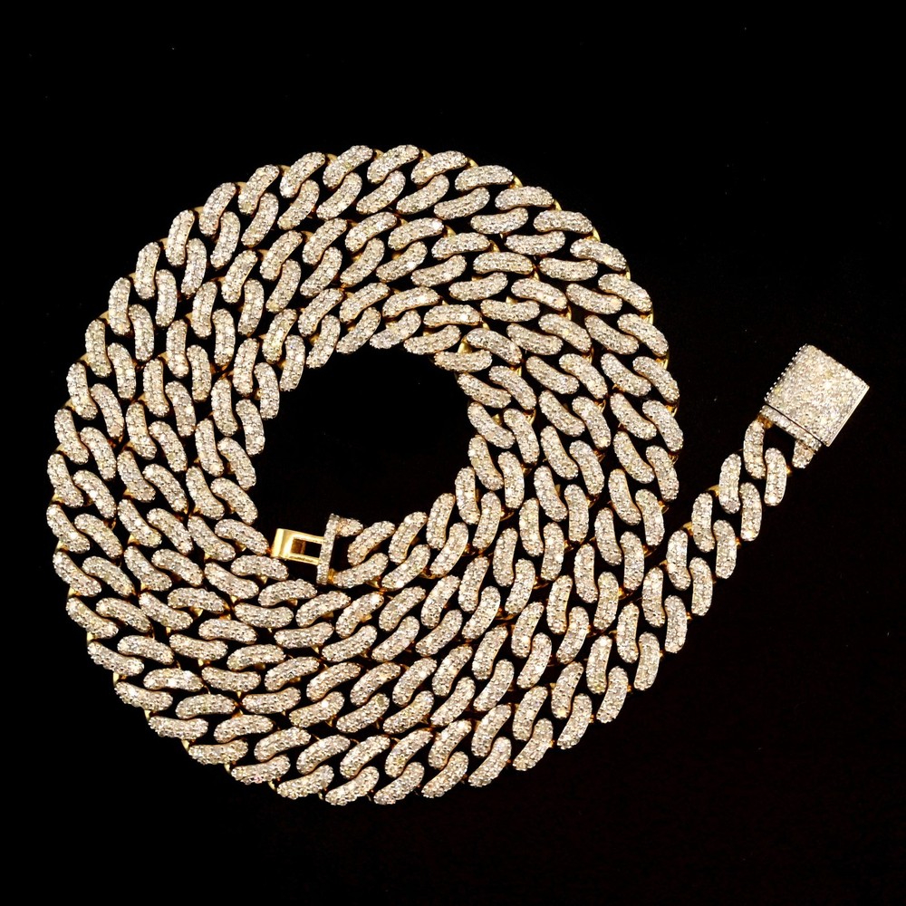 8MM 10k Yellow Gold 9.7CTW Natural Diamond Cuban Chain 36.83g 20 Inches Necklace