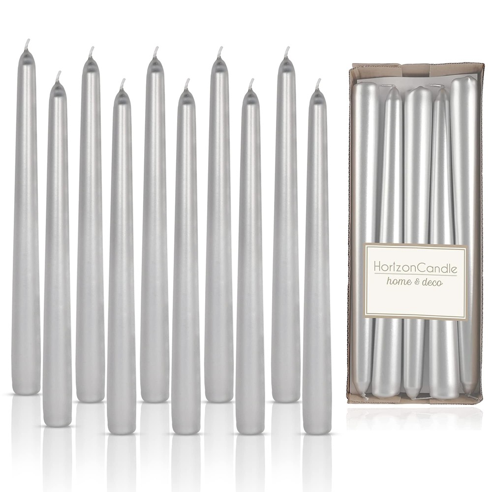 Horizon 10-Piece Unscented Taper Candles Smokeless Dripless 9-Hour Burn Set for Elegant Lighting