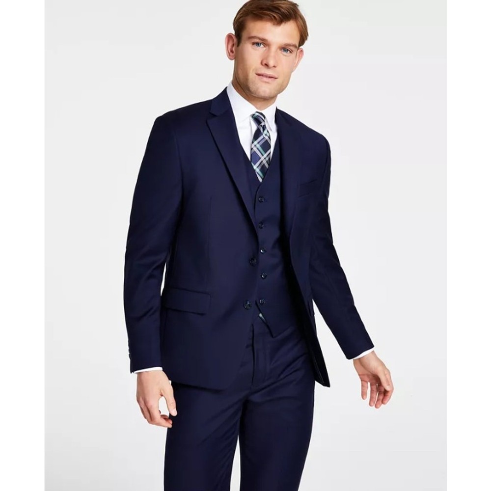 Michael Kors Men's Navy Wool-Blend Kaplan Classic-Fit Suit Blazer Size 36R