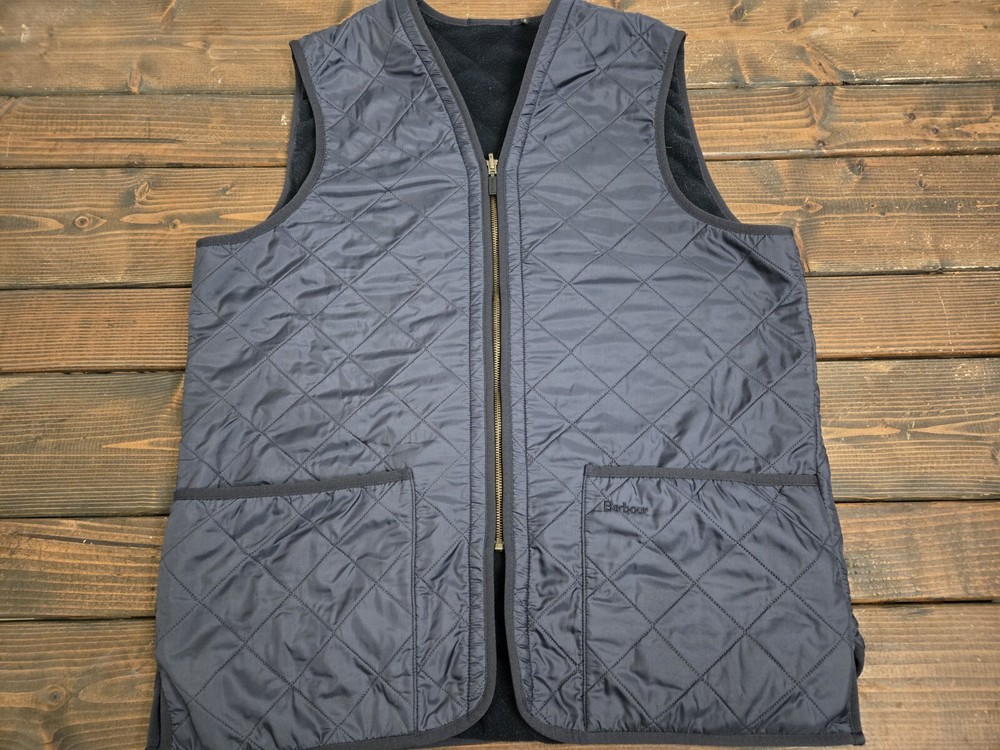 BARBOUR mens Blue Vest  Polarquilt Waistcoat Zip In double side Fleece size L