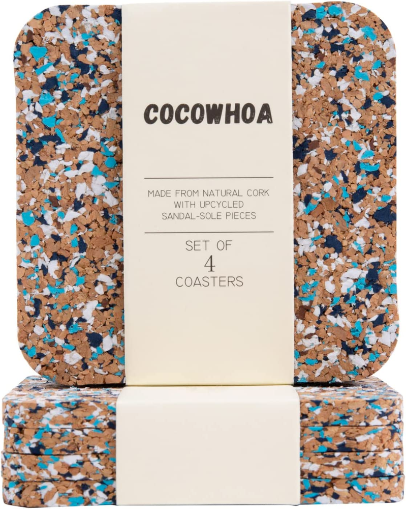 100% Recycled Drink Coasters, Set of 4, Cork Coasters for Drinks, FLASH SALE-image