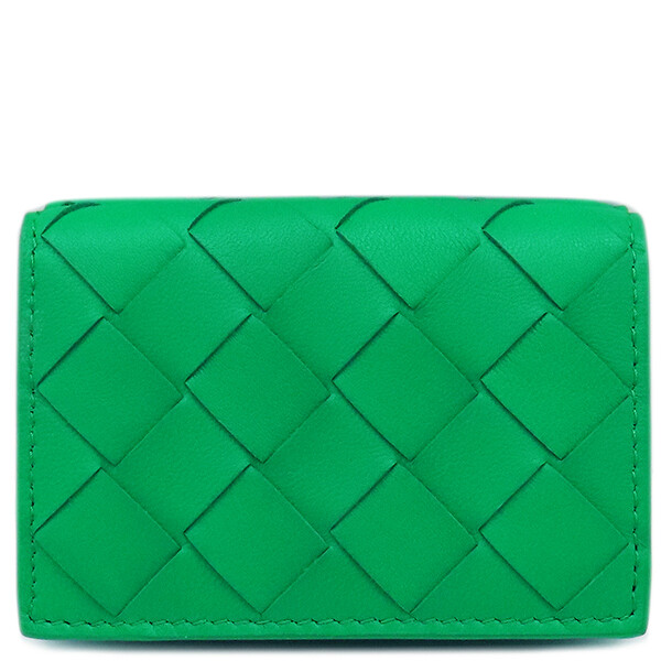 Bottega Veneta Green Intrecciato Leather Compact Wallet 893110