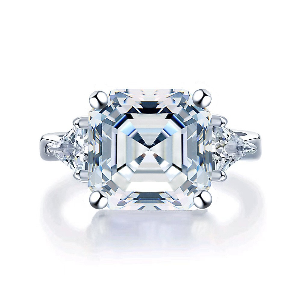5ct Moissanite 10x10mm Diamond 925 Sterling Silver Engagement Ring for Women